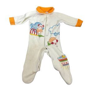 Vintage Infant Footed Snap Up One Piece Sleeper Terry Cloth Clowns Bath Swim
